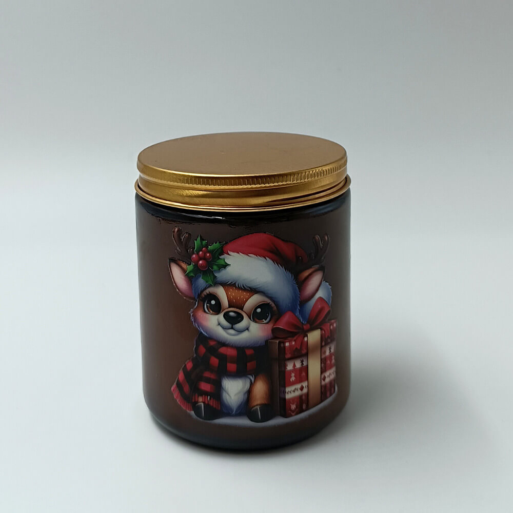 Χριστουγεννιάτικο κερί Ginger Cookies με σχέδιο ελαφιού σε γυάλινο βάζο