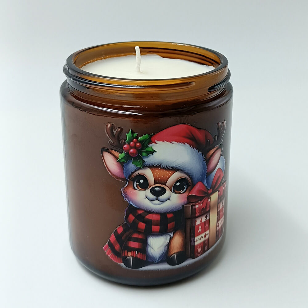 Χριστουγεννιάτικο κερί Ginger Cookies με σχέδιο ελαφιού σε γυάλινο βάζο