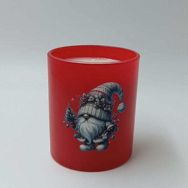 Αρωματικό κερί 250g σε κόκκινο γυάλινο δοχείο με festive σχέδιο