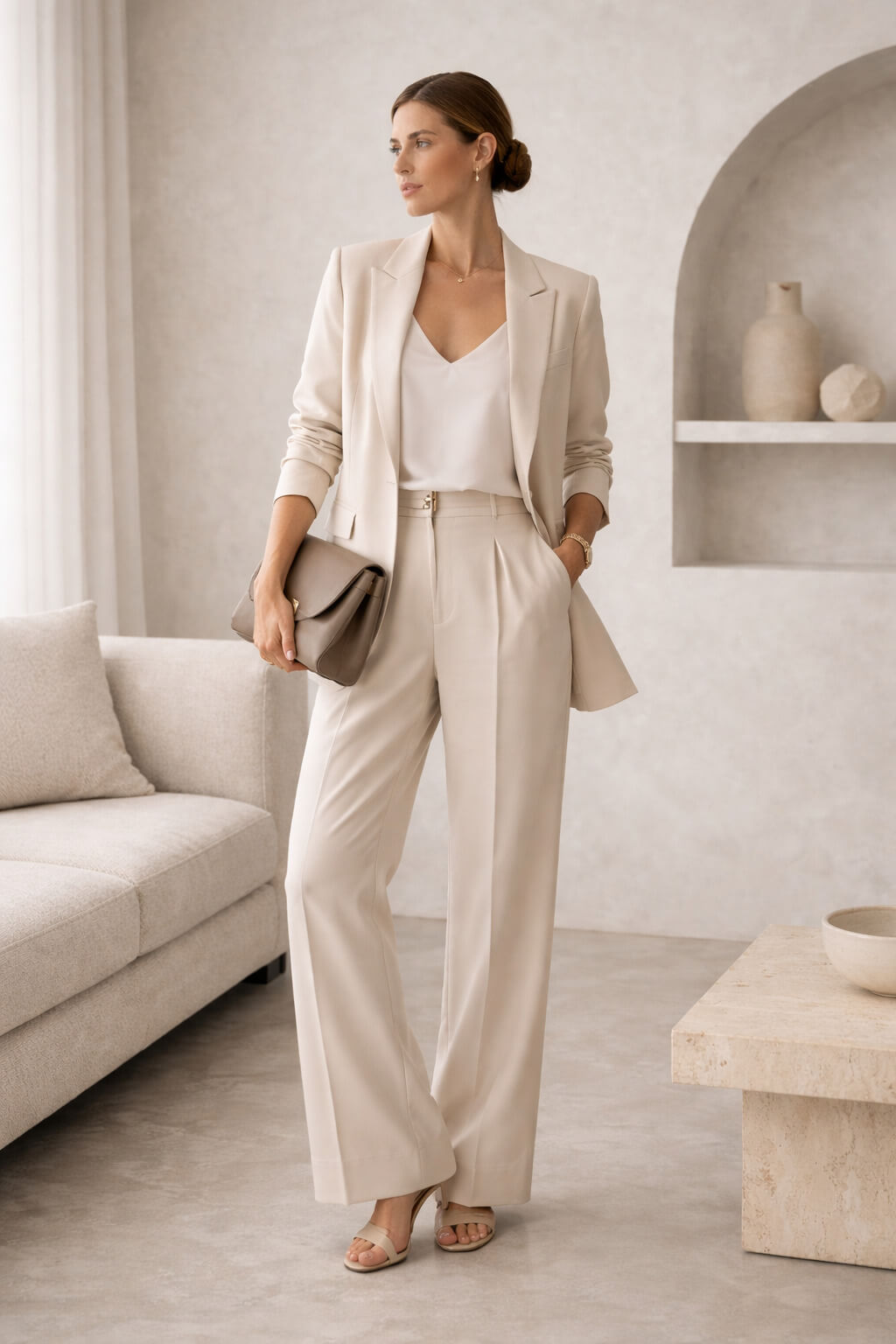 Soft tailoring στη γυναικεία μόδα με χαλαρό σακάκι και ψηλόμεσο παντελόνι σε απαλούς τόνους, fashion trend άνοιξη καλοκαίρι 2026