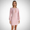 Ροζ μίνι γυναικείο φόρεμα με μακριά μανίκια