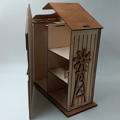 Gift box house ανοιχτό με εσωτερικά ράφια