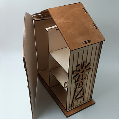 Gift box house ανοιχτό με εσωτερικά ράφια