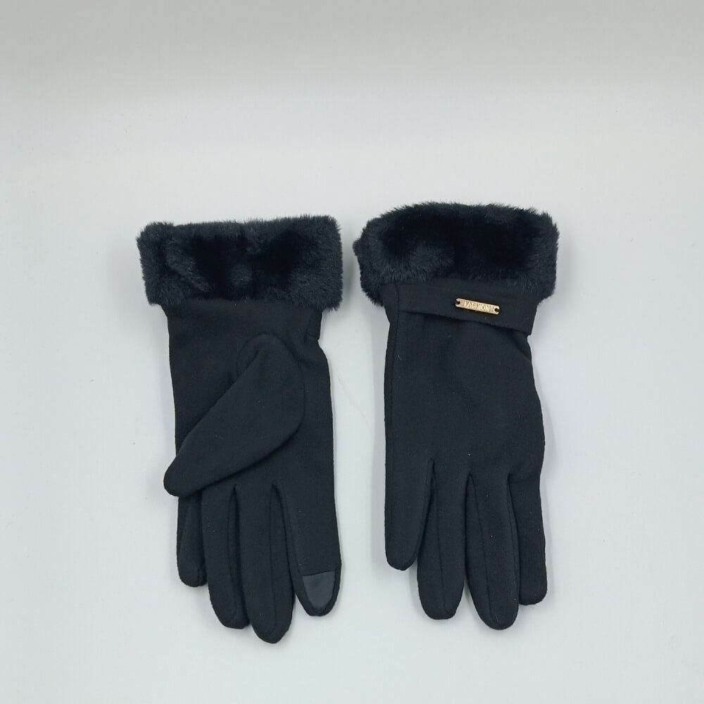 Γυναικεία γάντια suede με γούνα στη μανσέτα ιδανικά για city looks