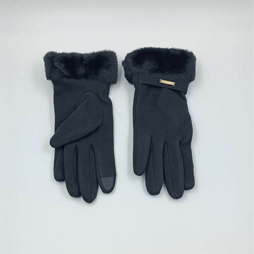 Γυναικεία γάντια suede με γούνα στη μανσέτα ιδανικά για city looks