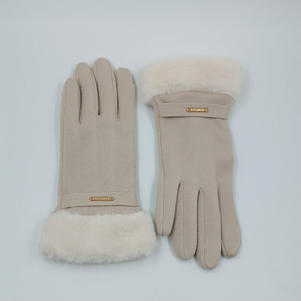 Γάντια γυναικεία suede με γούνινη μανσέτα για ζεστασιά και elegant εμφάνιση