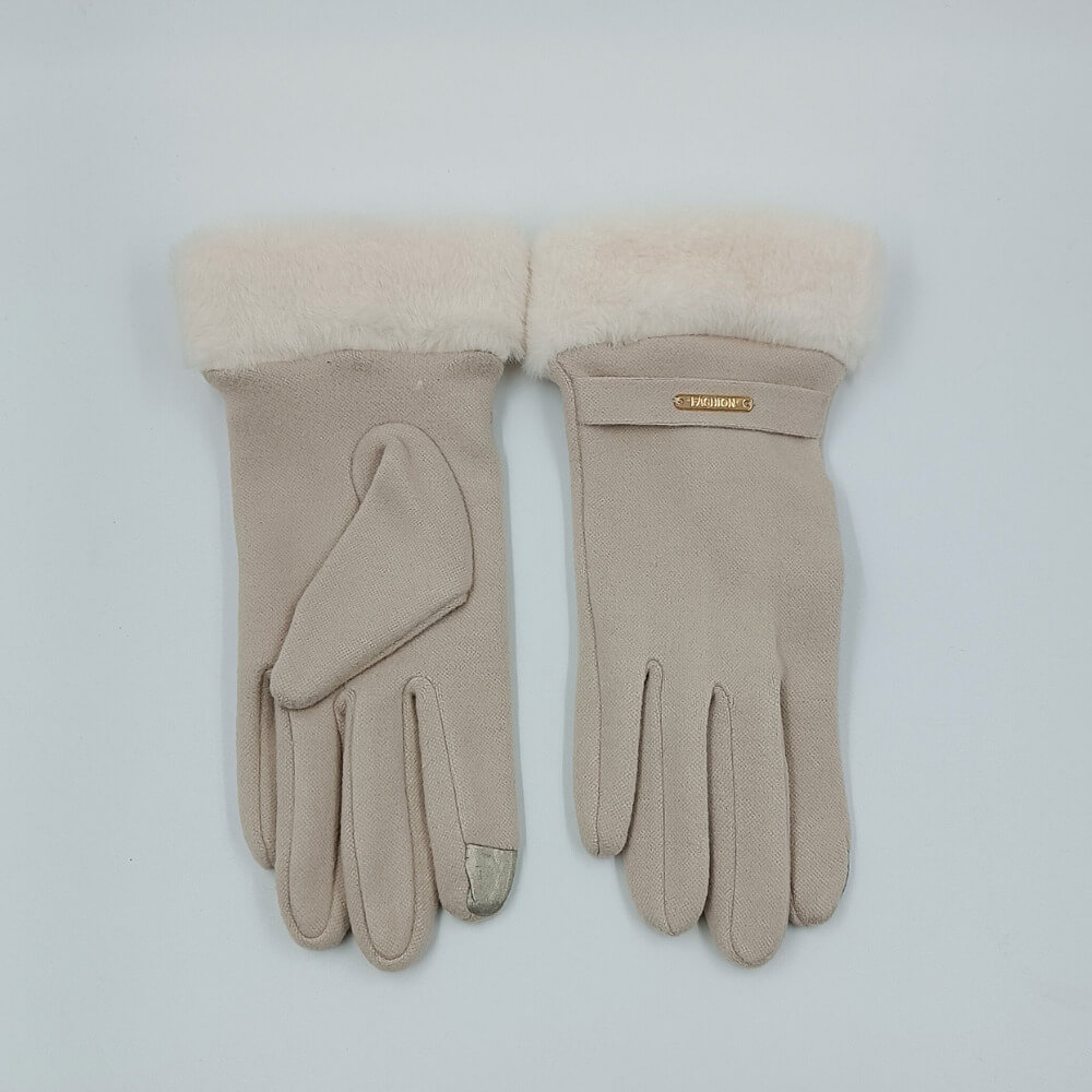 Γυναικεία γάντια suede με γούνα στη μανσέτα ιδανικά για city looks