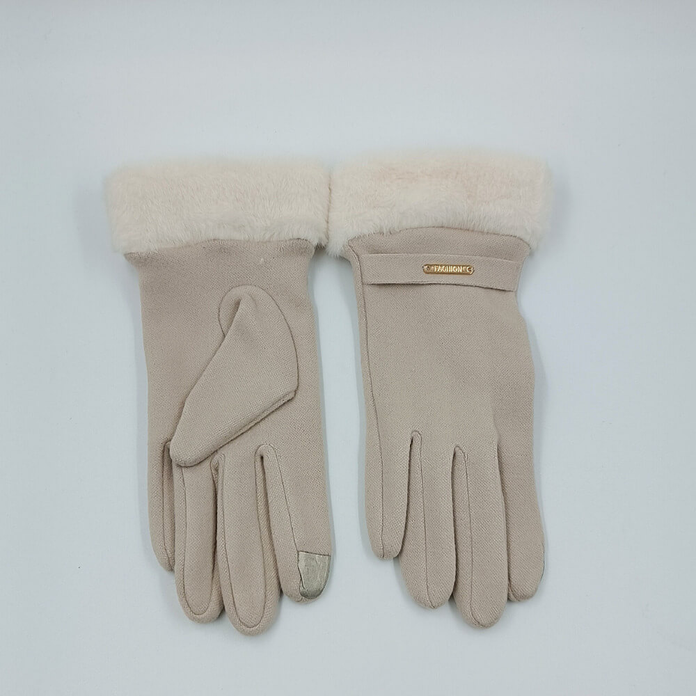 Γυναικεία γάντια suede με γούνα στη μανσέτα ιδανικά για city looks