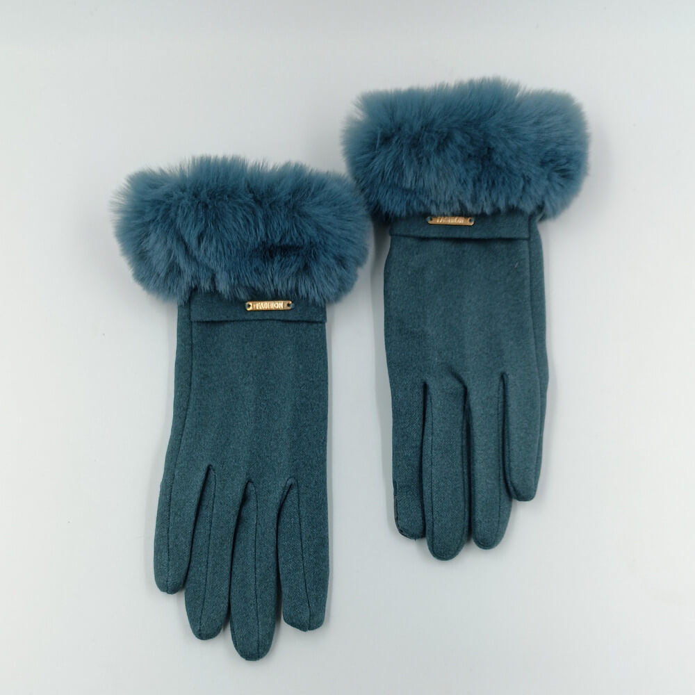 Γάντια γυναικεία suede με γούνινη μανσέτα για ζεστασιά και elegant εμφάνιση