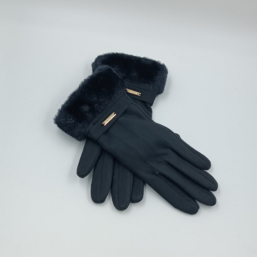 Γάντια γυναικεία suede με γούνινη μανσέτα για ζεστασιά και elegant εμφάνιση