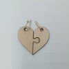 Minimal ξύλινα σκουλαρίκια καρδιά παζλ για δώρο επέτειο