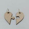 Ξύλινη καρδιά puzzle σκουλαρίκια με μεταλλικά γαντζάκια