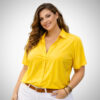 Γυναικείο plus size πουκάμισο σε κίτρινο χρώμα για καλοκαιρινά looks