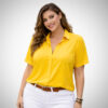 Άνετο plus size κίτρινο πουκάμισο με κοντά μανίκια
