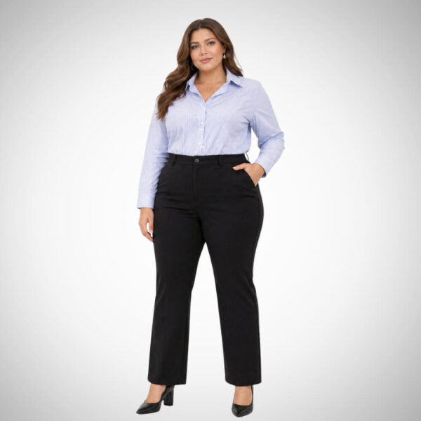 Μαύρο παντελόνι plus size με ψηλόμεση εφαρμογή