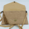 Χειροποίητος boho φάκελος με κοχύλια, χάντρες και φούντα σε φυσική μπεζ απόχρωση