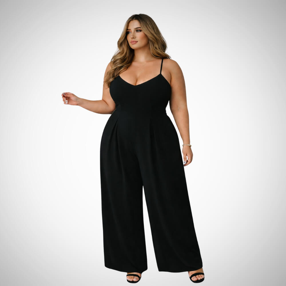 Plus Size ολόσωμη φόρμα παραλίας σε μαύρο