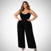 Μαύρη plus size φόρμα beachwear με φαρδιά παντελόνα