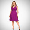 Plus Size φόρεμα μωβ με V λαιμόκοψη