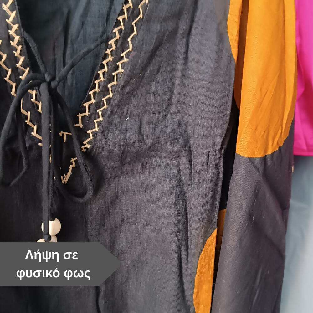 Oversized μαύρο cover up παραλίας με γεωμετρικά μοτίβα