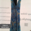 Κομψό maxi φόρεμα γαλάζιο εμπριμέ της Suga Style