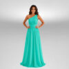 Γυναικείο maxi φόρεμα one shoulder τιρκουάζ