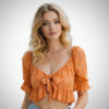 Γυναικεία crop μπλούζα floral με δέσιμο μπροστά Suga Style