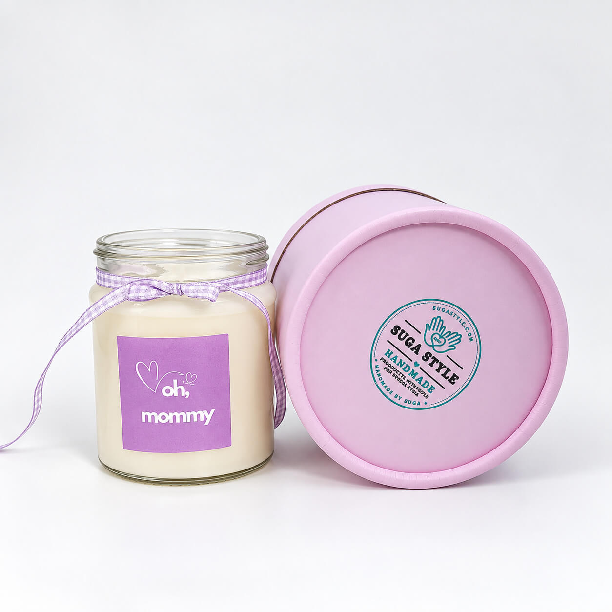 Μωβ gift set Oh Mommy με αρωματικό κερί λεβάντας