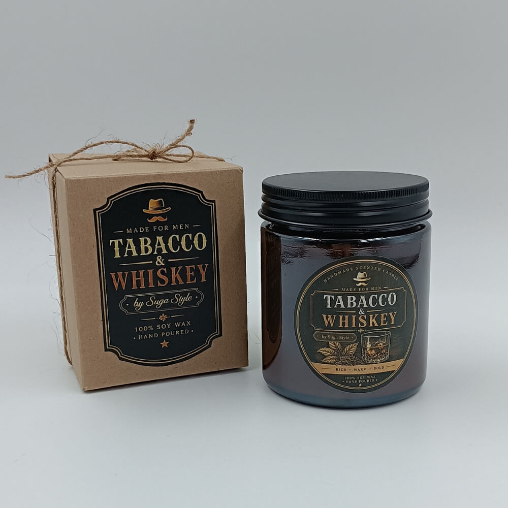 Αρωματικό κερί Tobacco & Whiskey 100% Soy Wax με ξύλινο φυτίλι