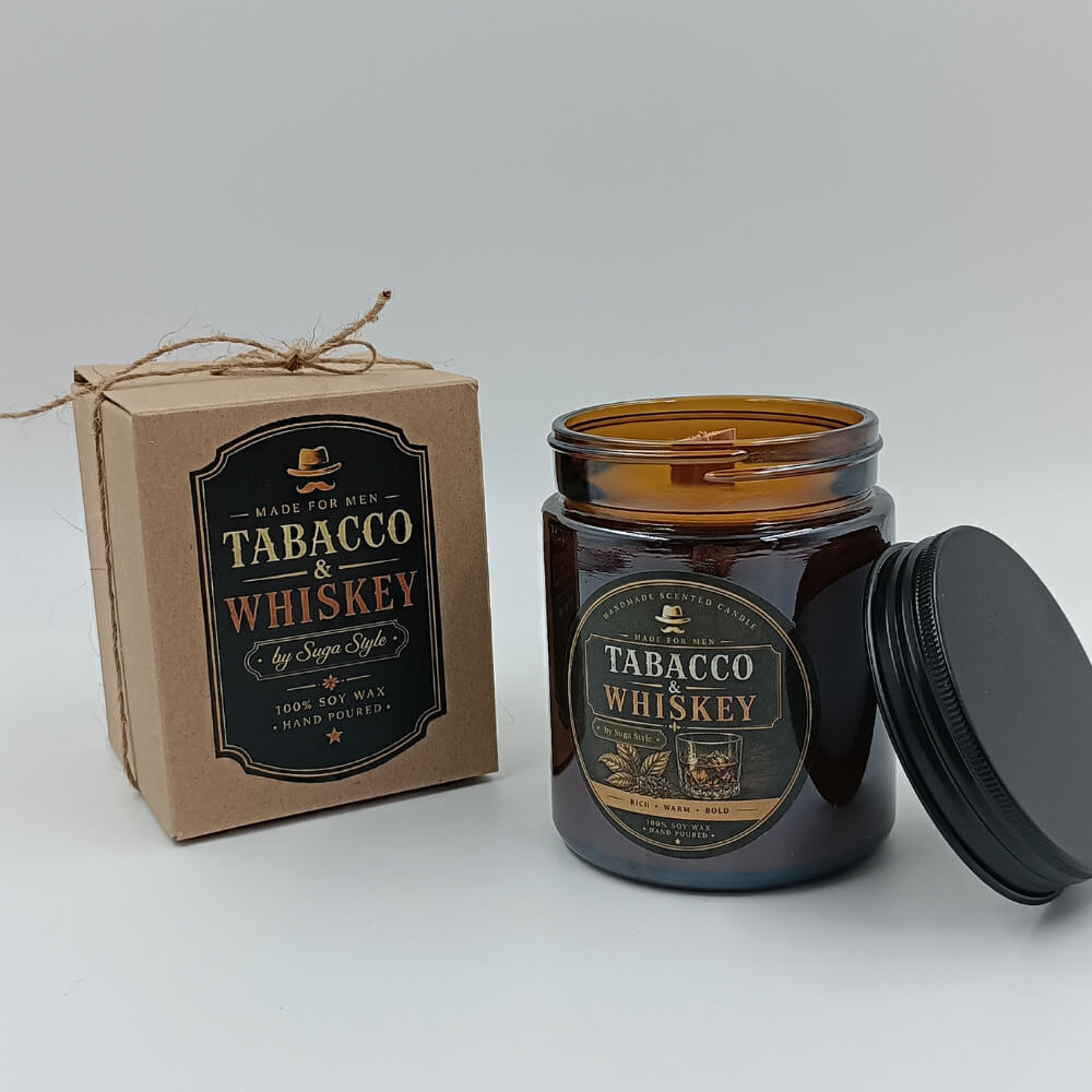 Αρωματικό κερί Tobacco & Whiskey Suga Style με συσκευασία δώρου