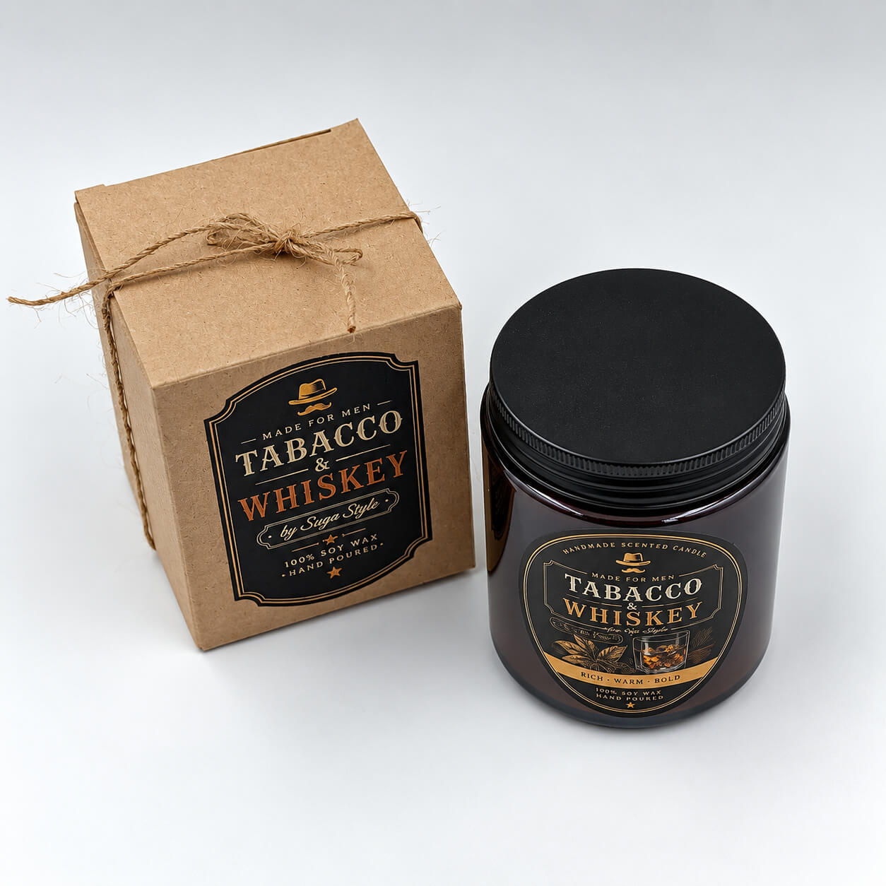 Ανδρικό αρωματικό κερί Tabacco & Whiskey με premium συσκευασία