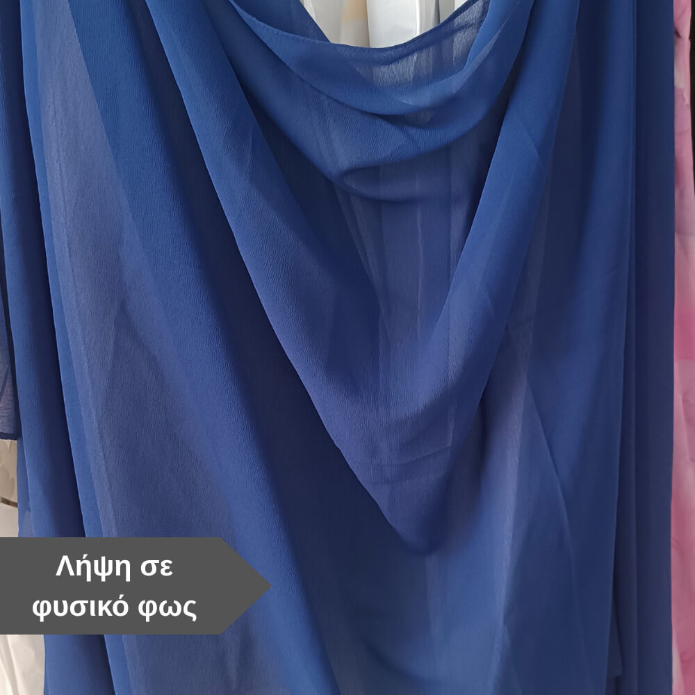 μπλε γυναικεία εσάρπα βραδινή σιφόν διαφάνεια
