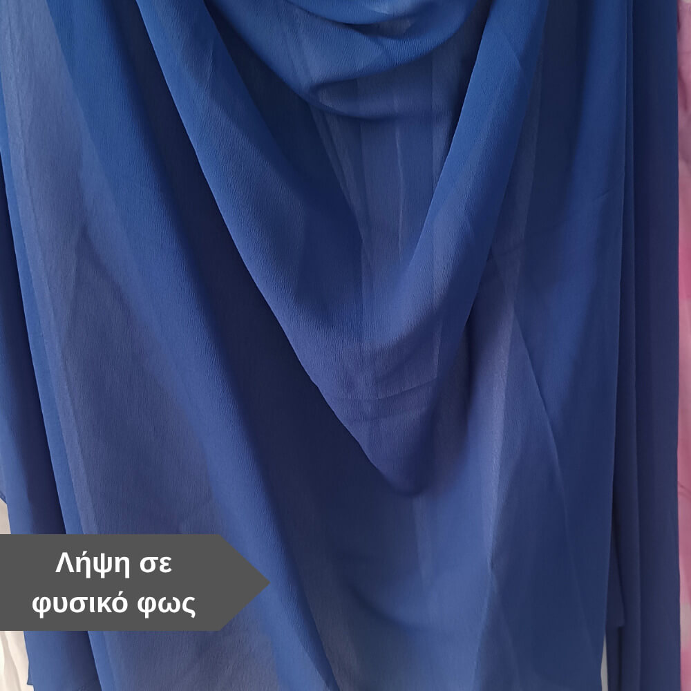 μπλε γυναικεία εσάρπα βραδινή σιφόν διαφάνεια