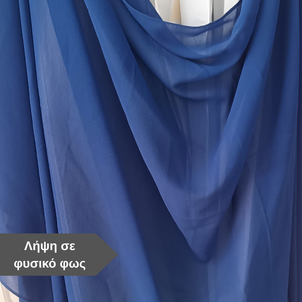 μπλε γυναικεία εσάρπα βραδινή σιφόν