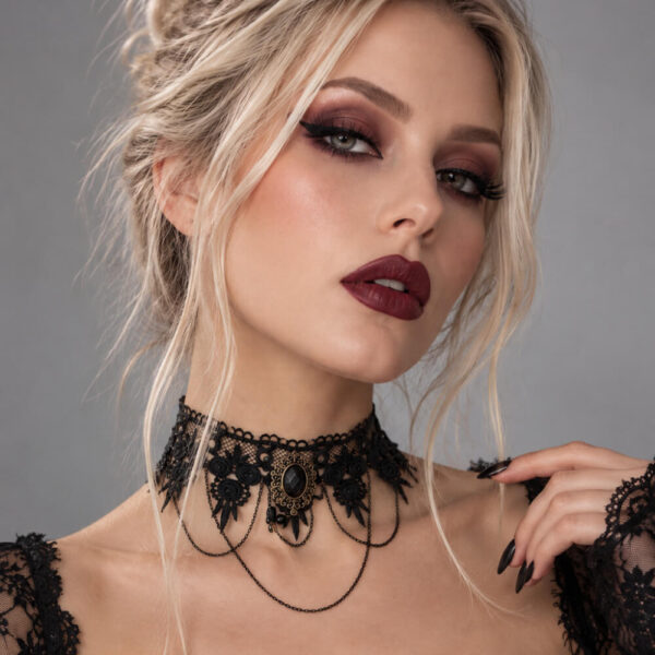 Μαύρο δαντελένιο choker κολιέ gothic style