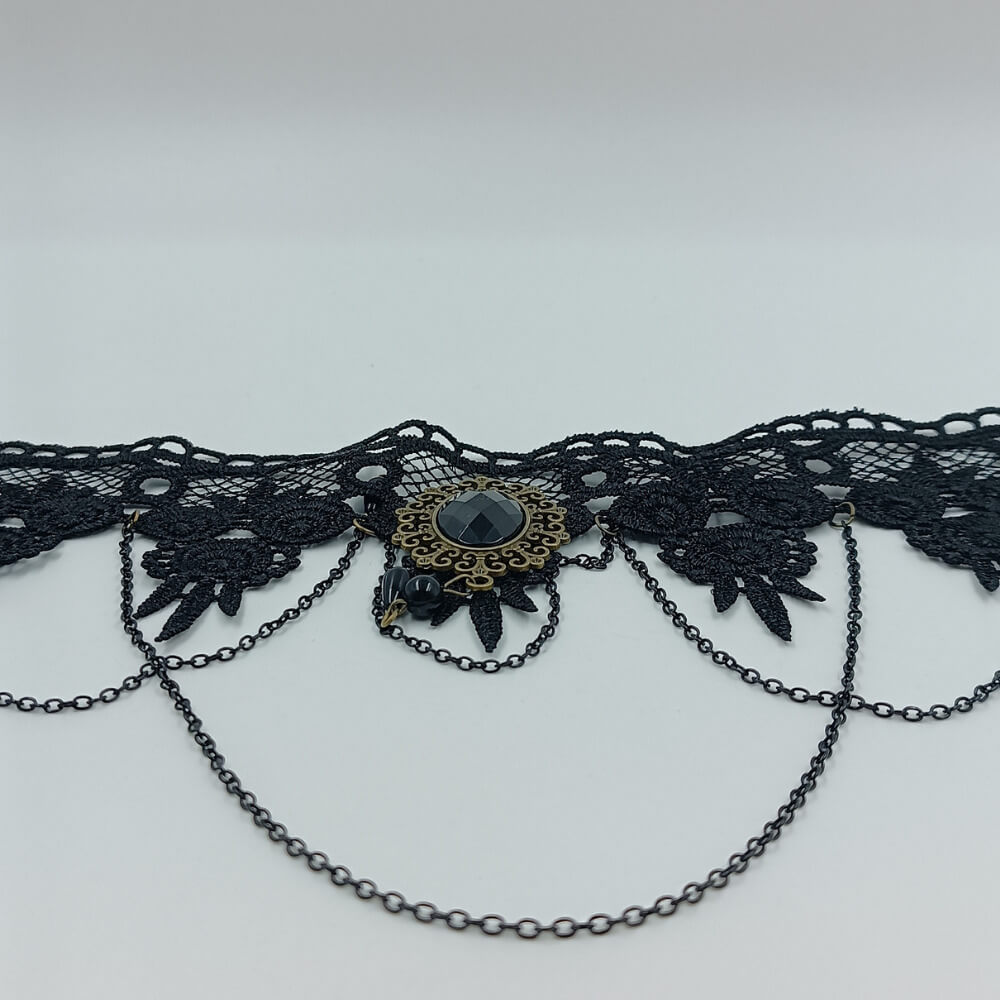 Μαύρο δαντελένιο choker κολιέ gothic style