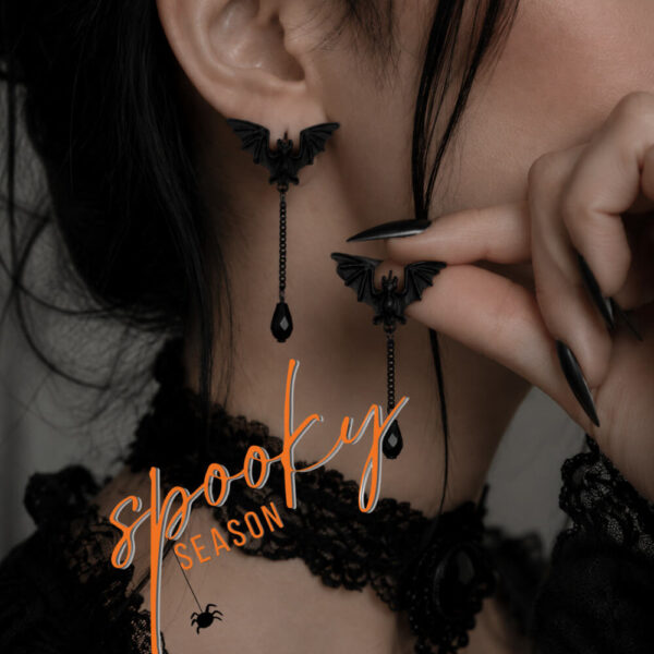 Μαύρα σκουλαρίκια νυχτερίδα gothic για Halloween Suga Style