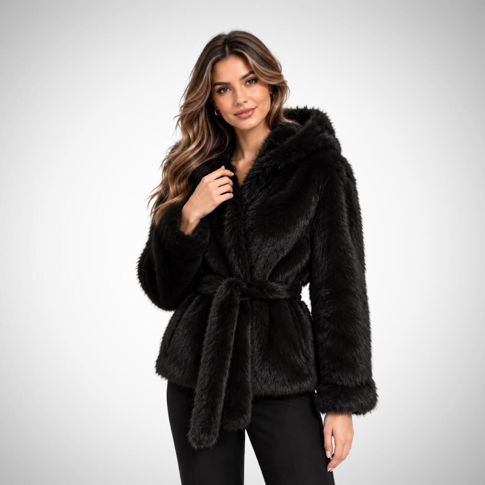 Γυναικείο γούνινο jacket με ζώνη για χειμερινά looks