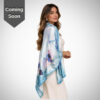 Γυναικεία γαλάζια εσάρπα floral από 100% viscose