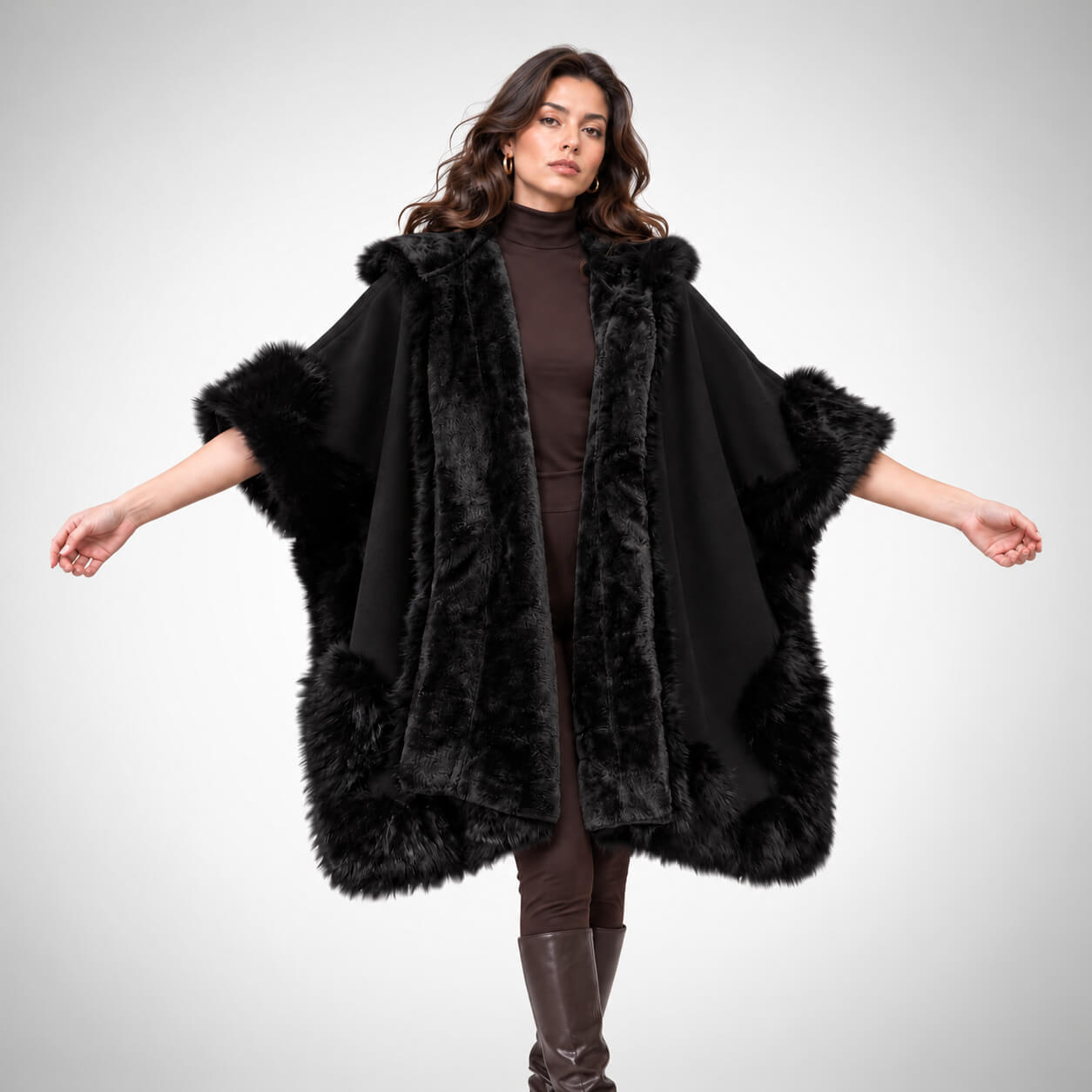 Γυναικεία κάπα με απαλή γούνα | Suga Style - Image 9