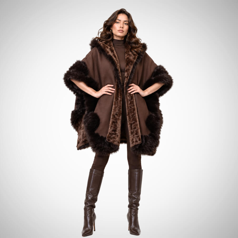 Γυναικεία κάπα με απαλή γούνα | Suga Style - Image 3