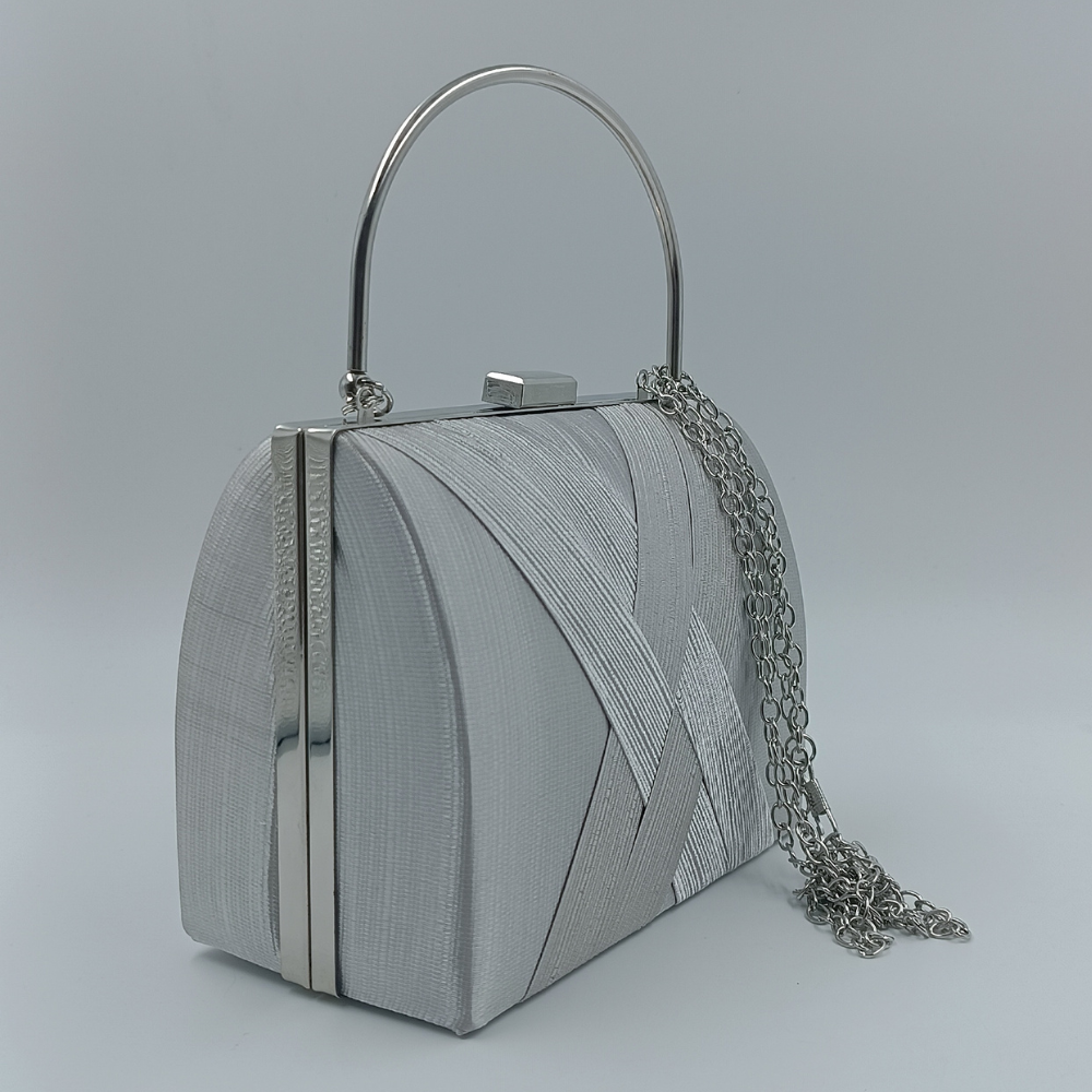 Elegant ασημί clutch τσάντα με αλυσίδα και χερούλι – Suga Style