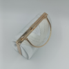 Λευκό clutch τσαντάκι με μεταλλικό χερούλι και χρυσή αλυσίδα ώμου