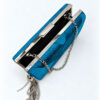 Μπλε πετρόλ τσάντα clutch ανοιχτή με ασημί αλυσίδα