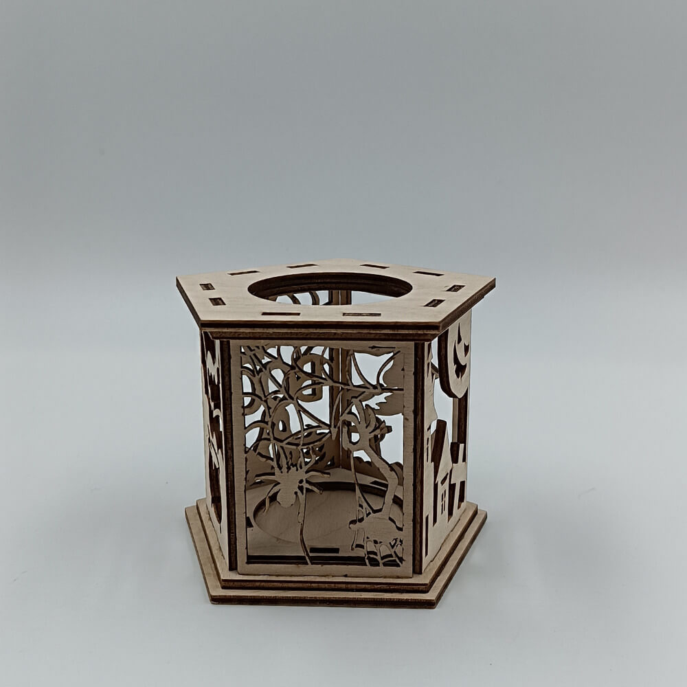 Halloween ξύλινη θήκη ρεσώ με laser cut spooky σχέδια