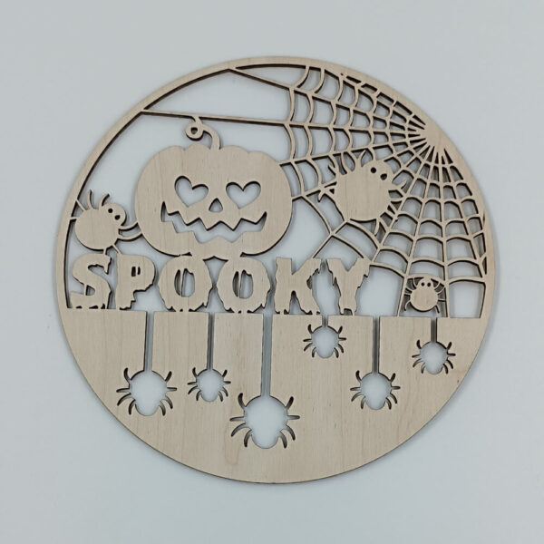 Ξύλινο Halloween διακοσμητικό Spooky με κολοκύθα
