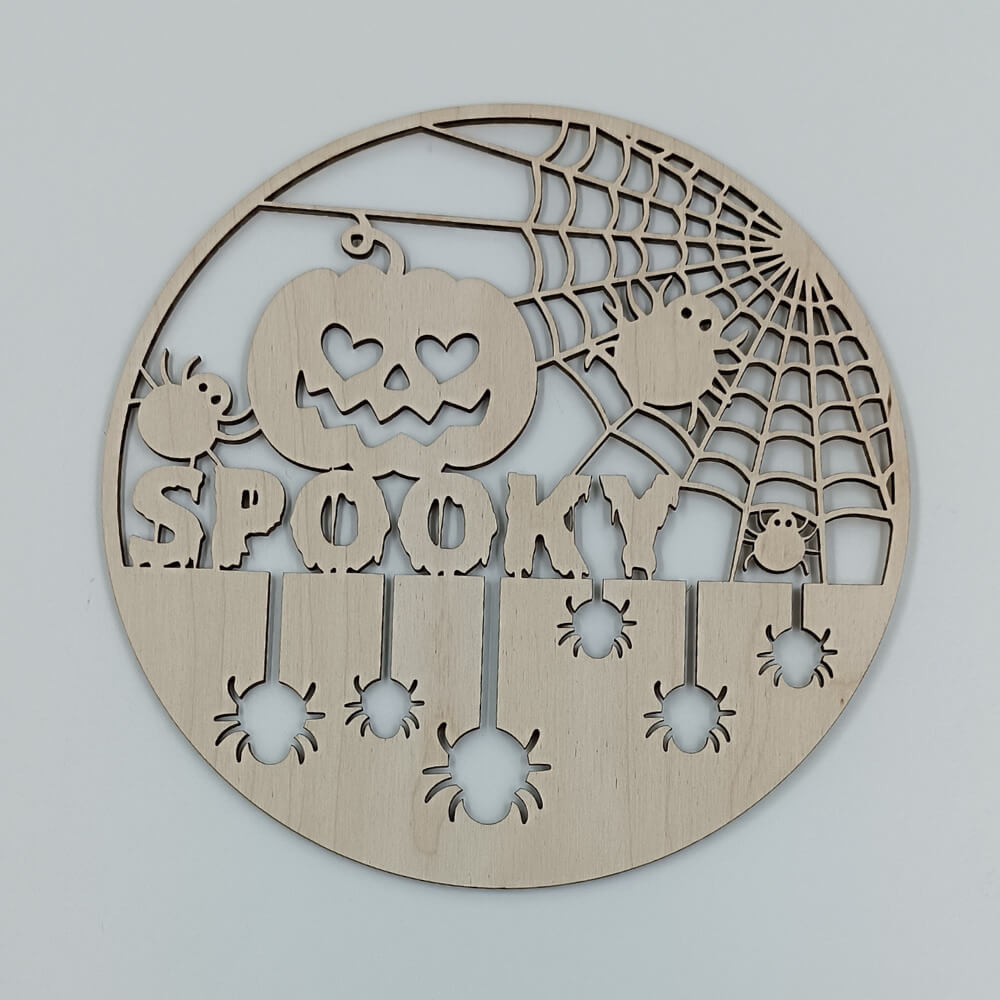 Ξύλινο Halloween διακοσμητικό Spooky με κολοκύθα