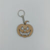 Ξύλινο μπρελόκ κολοκύθα Halloween με τρομακτικό πρόσωπο