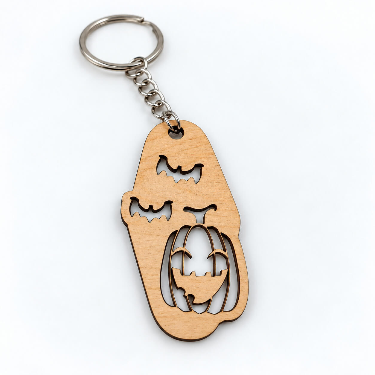 Halloween ξύλινο μπρελόκ με spooky κολοκύθα