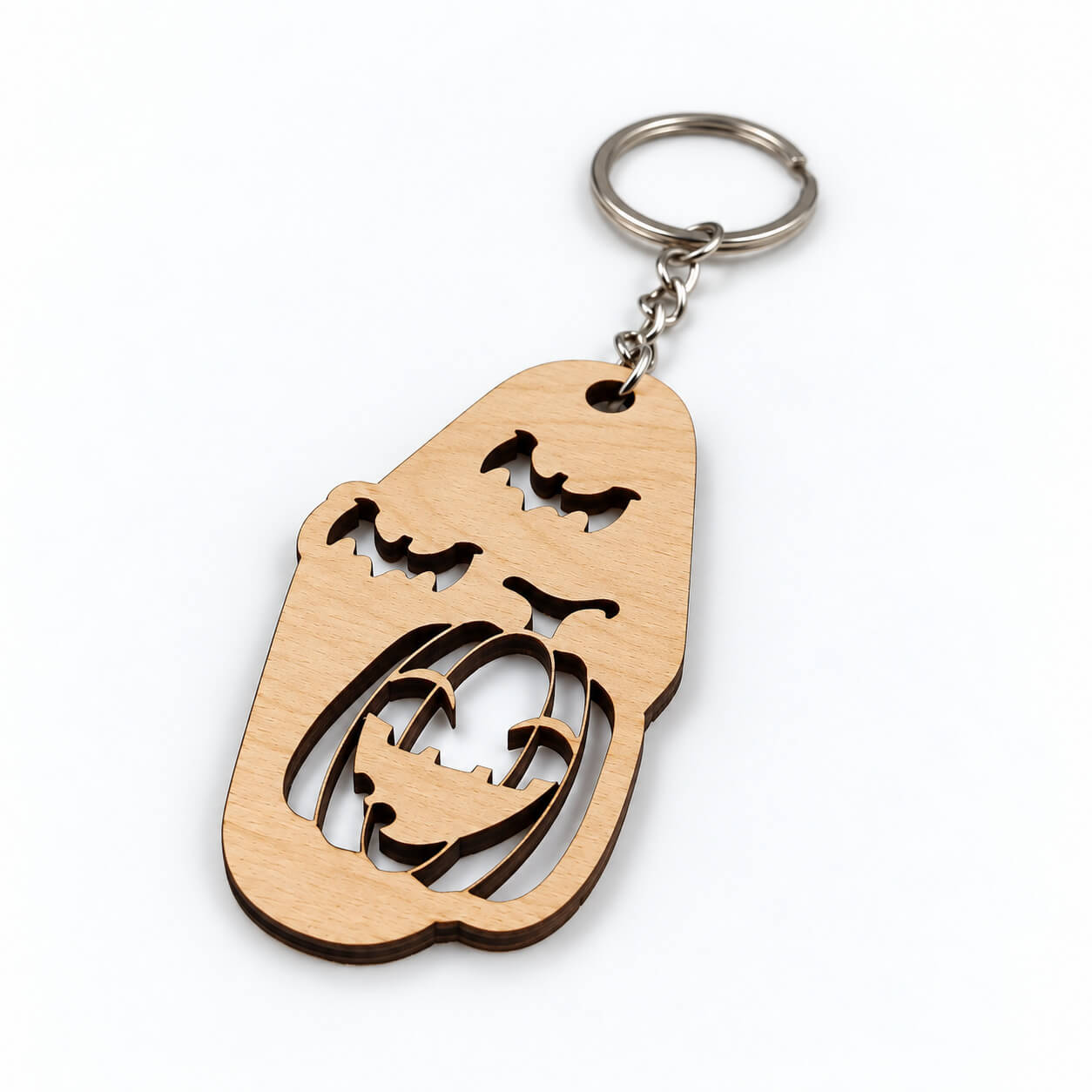 Spooky ξύλινο μπρελόκ με Halloween κολοκύθα